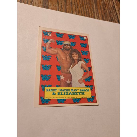 Vintage 1987 WWF Macho Man Randy Savage Elizabeth Sticker Puzzle Trading Card 4 - Picture 1 of 4